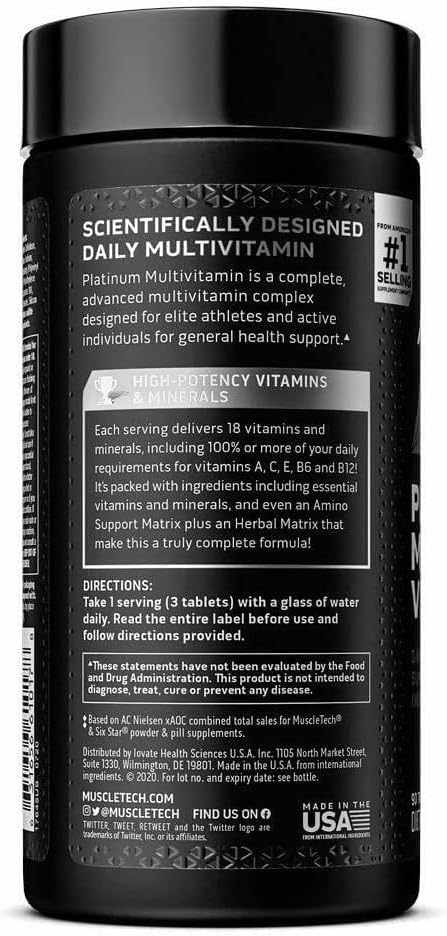 MuscleTech Multivitamin, Multi Vitamin for Adults, 90 Count