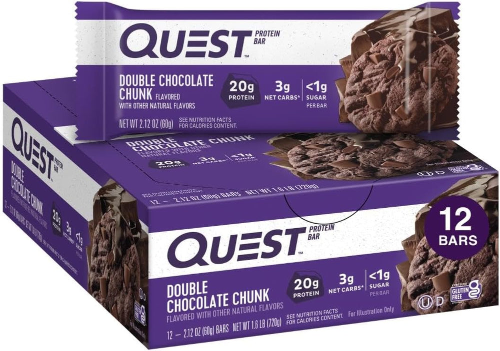 Quest Double Chocolate Protein Bars 12 Count and Mini Cookies & Cream Bars 14 Count Bundle