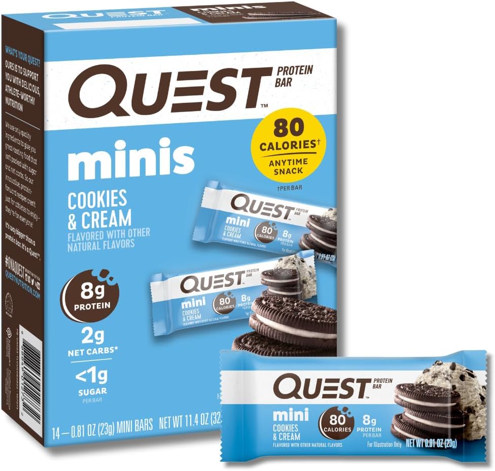 Quest Double Chocolate Protein Bars 12 Count and Mini Cookies & Cream Bars 14 Count Bundle