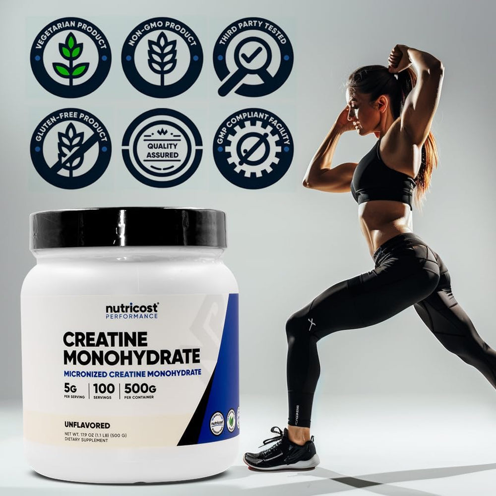 Nutricost Bulk Pack - 3 Pack Creatine Monohydrate Micronized Powder - 500G, 5000mg Per Serv (5g) - Micronized Creatine Monohydrate, 100 Servings, 17.9 Oz (3 Pack)