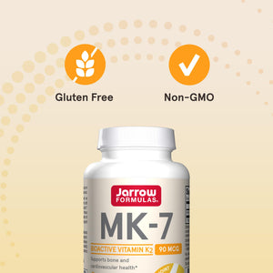 Jarrow Formulas MK-7 90 mcg - Bioactive Form of Vitamin K2-120 Servings (Softgels) - for Bone & Cardiovascular Health - Vitamin K2 MK-7 Dietary Supplement - Gluten Free