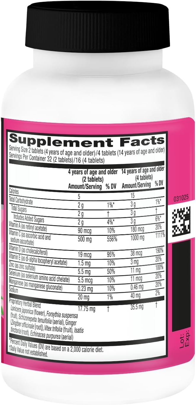 Airborne Berry Chewable Tablets, 64 count - 1000mg of Vitamin C - Immune Support Supplement