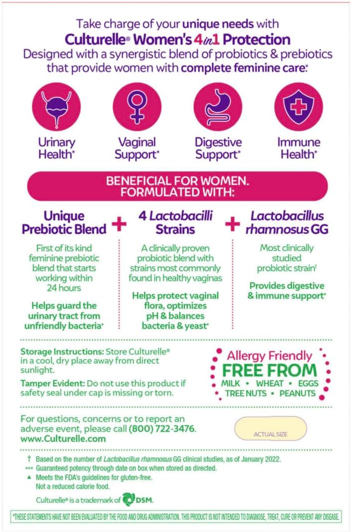 Culturelle Women’s Healthy Balance Daily Probiotics for Women - Supports Digestive, Vaginal and Immune Health, Occasional Diarrhea, Gas & Bloating - Non-GMO 60ct (2 -Pack) (2)