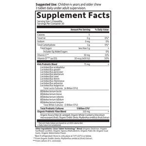 Garden of Life Dr. Formulated Probiotics Organic Kids+ plus Vitamin C & D - Berry Cherry - Gluten, Dairy & Soy Free Immune & Digestive Health Supplement, No Added Sugar, 30 Chewables (Shelf Stable)