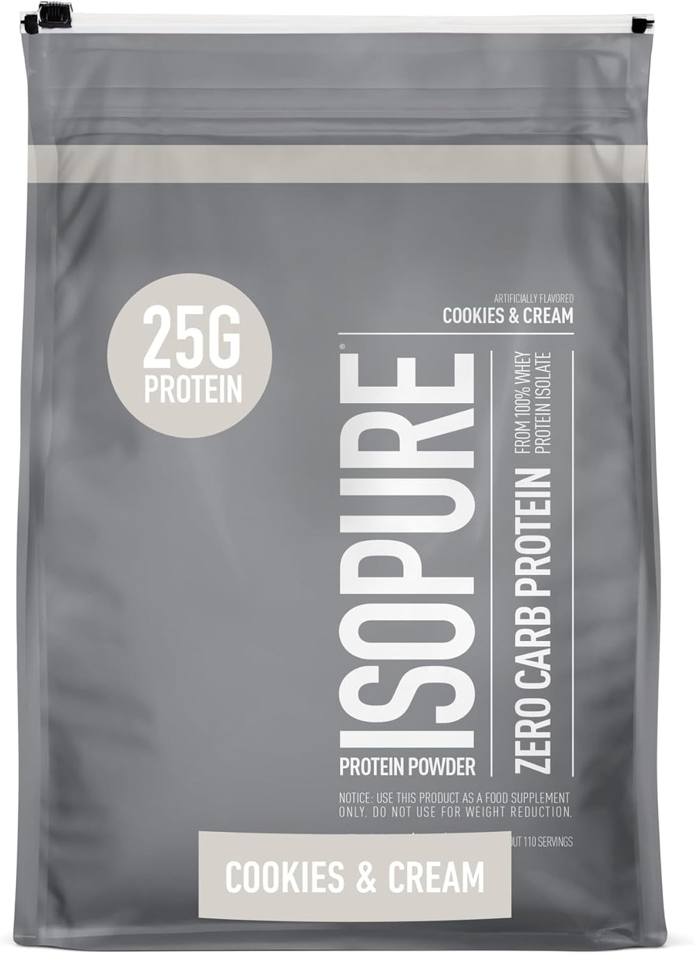 Isopure Zero Carb, Vitamin C and Zinc for Immune Support, 25g Protein, Keto Friendly Protein Powder, 100% Whey Protein Isolate, Flavor: Cookies & Cream, 7.5 Pounds (Packaging May Vary)