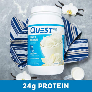 Quest Nutrition Vanilla Milkshake Protein Powder, 24g of Protein, 1g of Sugar, Low Carb, Gluten Free, 3 Pound, 43 servings & Salted Caramel Protein Powder; 26g Protein; 1g Sugar; Low Carb; Gluten Free