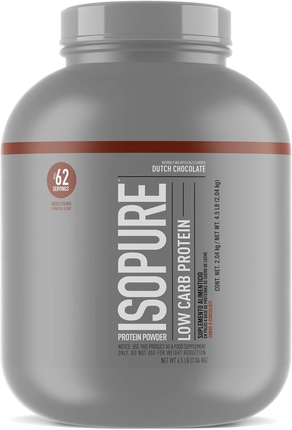 Natures Best Isopure Low Carb Protein Powder, 100% Whey Protein Isolate, Flavor: Dutch Chocolate, 4.5 Pound (Packaging May Vary)