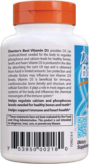 Doctor'S Best Vitamin D3, Capsule 5, 000 Iu for Healthy Bones, Teeth, Heart & Immune Support, Non-GMO, Gluten-Free, Soy Free, 720 Count (Pack of 1)