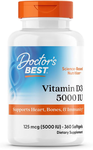 Doctor'S Best Vitamin D3, Capsule 5, 000 Iu for Healthy Bones, Teeth, Heart & Immune Support, Non-GMO, Gluten-Free, Soy Free, 720 Count (Pack of 1)