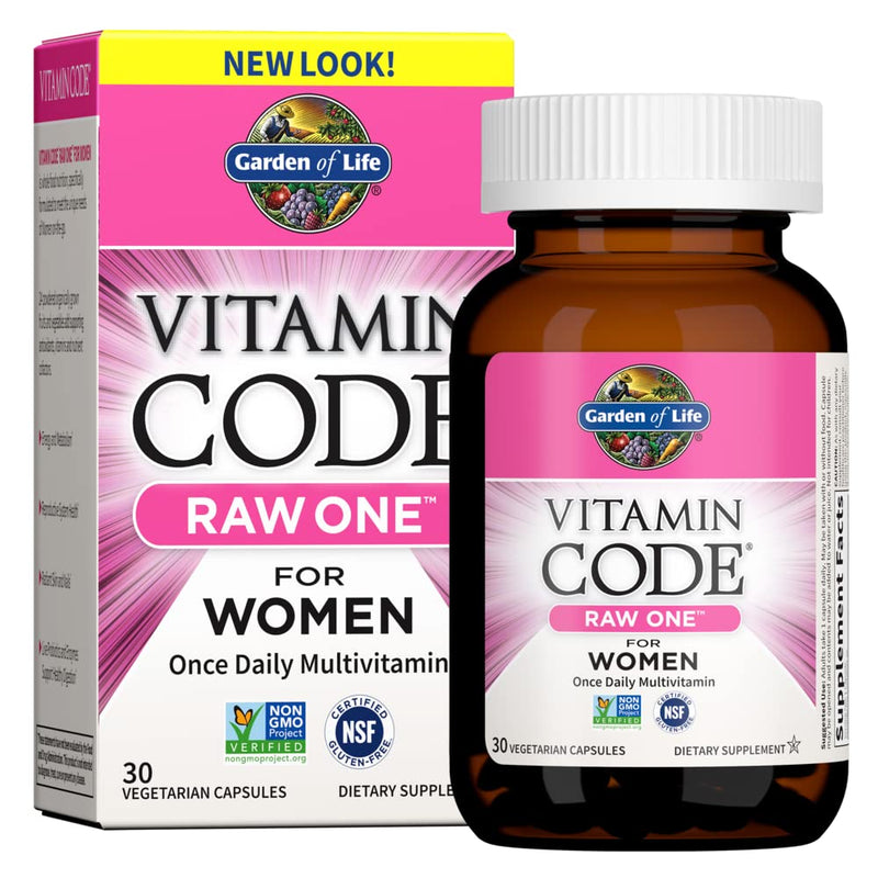Garden of Life Multivitamin for Women, Vitamin Code Raw One for Women, Once Daily Women's Multi - 30 Capsules, One a Day Vitamins Whole Food Iron, Probiotics for Womens Health, Gluten Free Vegetarian