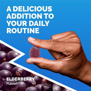 Emergen-C Immune+ Elderberry Gummies, 750 mg Vitamin C with Vitamin D, Zinc and Electrolytes, Immune Support Dietary Supplement, Caffeine Free, Gluten Free, Elderberry Flavor - 36 Count