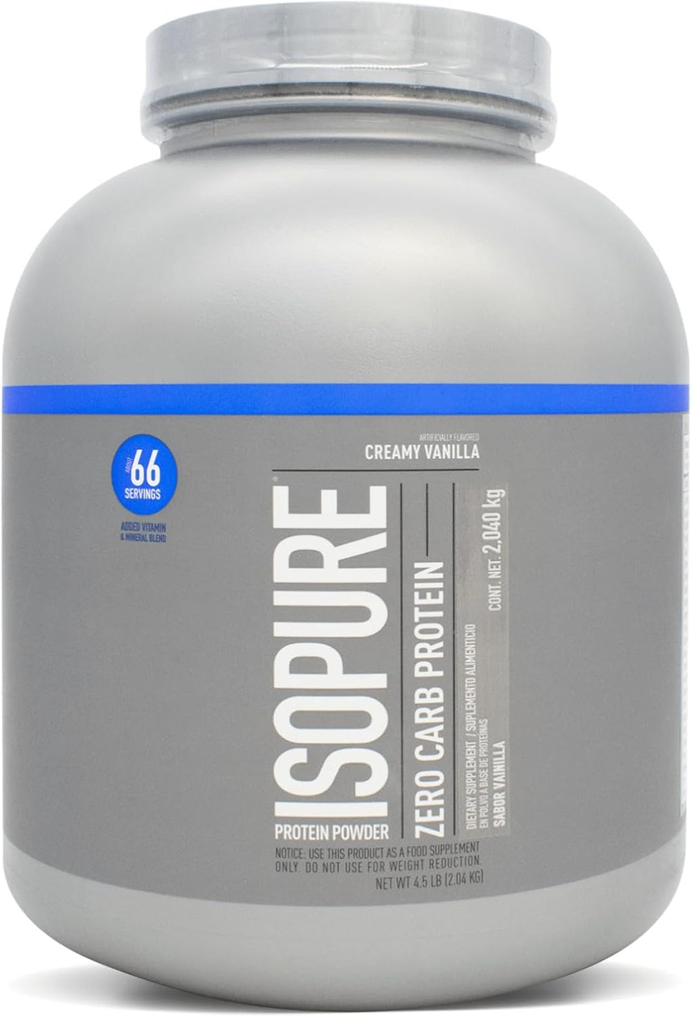Isopure Zero Carb, Keto Friendly Protein Powder, 100% Whey Protein Isolate, Flavor: Creamy Vanilla, 4.5 Pounds