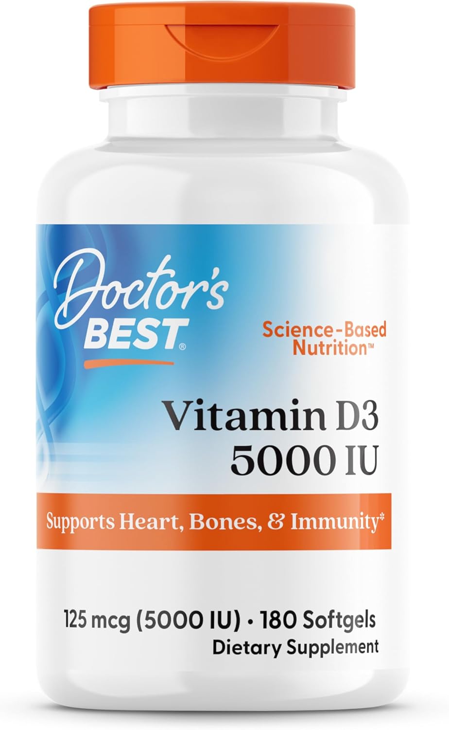 Doctor'S Best Vitamin D3, Capsule 5, 000 Iu for Healthy Bones, Teeth, Heart & Immune Support, Non-GMO, Gluten-Free, Soy Free, 720 Count (Pack of 1)