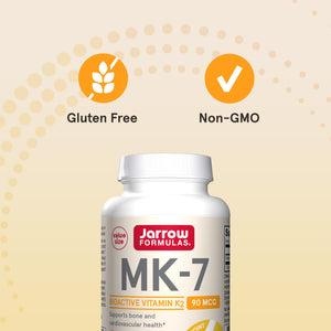Jarrow Formulas MK-7 90 mcg - Bioactive Form of Vitamin K2-120 Servings (Softgels) - for Bone & Cardiovascular Health - Vitamin K2 MK-7 Dietary Supplement - Gluten Free