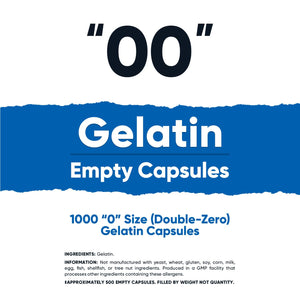 Nutricost Empty Capsules Gelatin Size 00-1,000 Clear Empty 00 Gelatin Capsules - Halal Certified, Non-GMO, Soy Free, Gluten Free