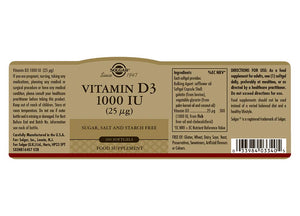 Solgar Vitamin D3 (Cholecalciferol) 25 MCG (1000 IU), 250 Softgels - Helps Maintain Healthy Bones & Teeth - Immune System Support - Non-GMO, Gluten-Free, Dairy Free - 250 Servings