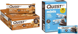 Quest Chocolate Peanut Butter & Cookies & Cream Protein Bars Bundle, High Protein, Gluten Free, 12 & 14 Count