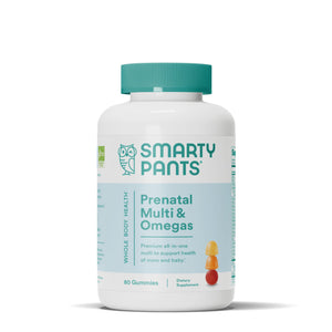 SmartyPants Prenatal Multivitamin Gummies - Improved Formula: Omega 3 (DHA/EPA), Methylfolate, Biotin, Vitamin D3, C, Vitamin B12, B6, Vitamin A, K & Zinc, Gluten Free, 120 Count (40 Day Supply)
