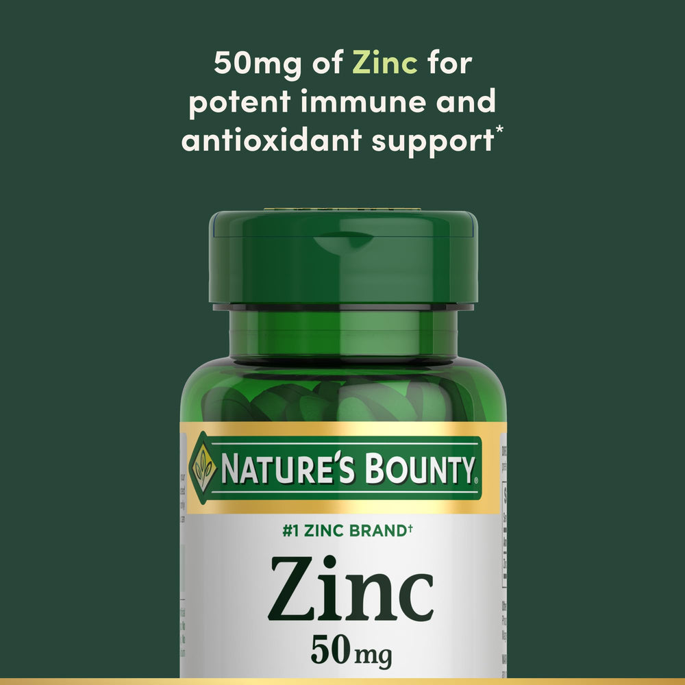 Nature’s Bounty Zinc 50mg | Immune System, Skin, & Antioxidant Health Support | Contributes to DNA Formation | Vegetarian, Non-GMO, Gluten Free | 100 Caplets, 1 Serving Per Day for Daily Health