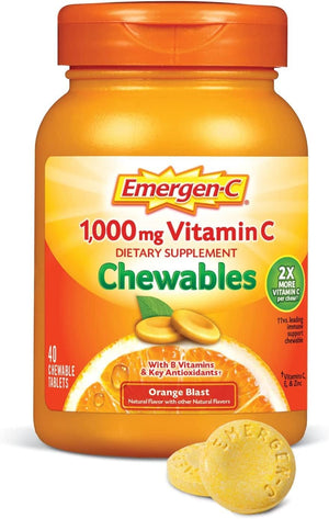 Emergen-C Vitamin C 1000 mg Chewables Tablets Orange Blast - 40 ct, Pack of 3