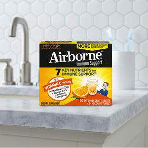 Vitamin C 1000mg (per serving) - Airborne Very Berry Effervescent Tablets (36 count in a box), Gluten-Free Immune Support Supplement, With Vitamins A C E, ZINC, Selenium, Echinacea & Ginger