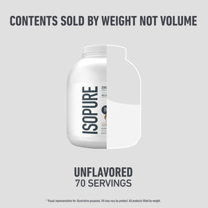 Isopure Zero Carb 100% Pure Whey Isolate Protein Powder, Lactose-Free, Gluten-Free, with Vitamins, Unflavored, 25g Protein Per Serving, 4.5 Lbs, 70 Servings (Packaging May Vary)
