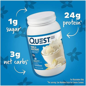 Quest Vanilla Milkshake Protein Powder Bundle, 24g Protein, 1g Sugar, 3 & 1.6 Pound, Low Carb, Gluten Free, 43 & 23 Servings