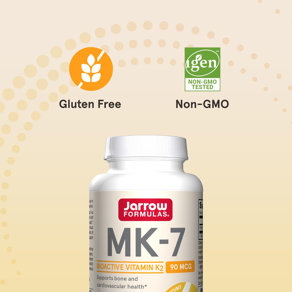 Jarrow Formulas MK-7 90 mcg - Bioactive Form of Vitamin K2-120 Servings (Softgels) - for Bone & Cardiovascular Health - Vitamin K2 MK-7 Dietary Supplement - Gluten Free