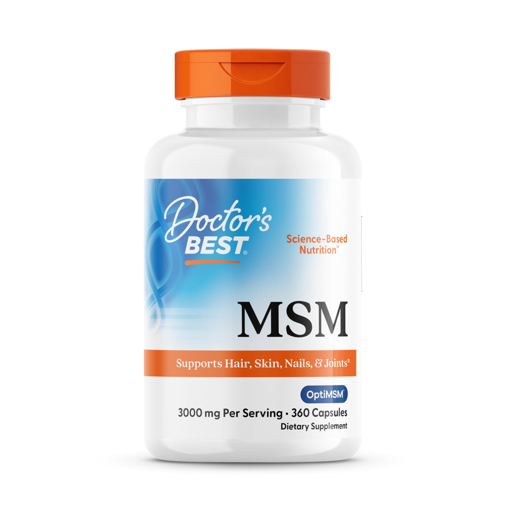 Doctors Best MSM, Supports Hair, Skin, Nails, & Joints, Non-GMO, Gluten Free, 3000 mg Per Serving, 180 Capsules