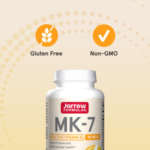 Jarrow Formulas MK-7 90 mcg - Bioactive Form of Vitamin K2-120 Servings (Softgels) - for Bone & Cardiovascular Health - Vitamin K2 MK-7 Dietary Supplement - Gluten Free
