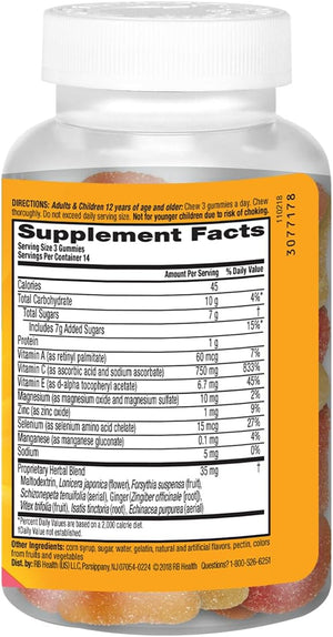 Airborne 750mg Vitamin C Immune Support Supplement Gummies for Adults, Assorted Fruit Flavor, Gluten Free Crafted Blend with Powerful Antioxidants Vitamins A C & E, 42 Gummies (2 Pack)