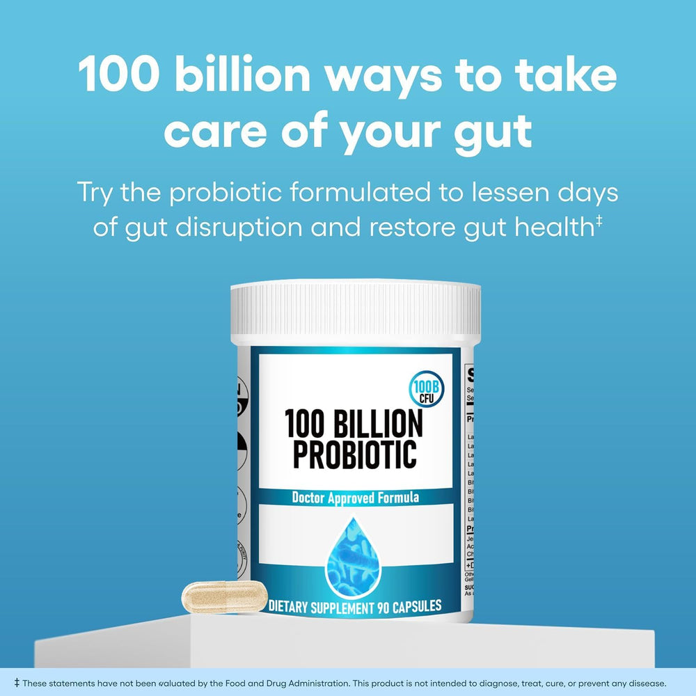 Probiotics 100 Billion CFU -10 Strains + Organic Prebiotics-lmmune,Digestive & Gut Health-Supports Occasional Constipation, Diarrhea, Gas & Bloating -for Women & Men.