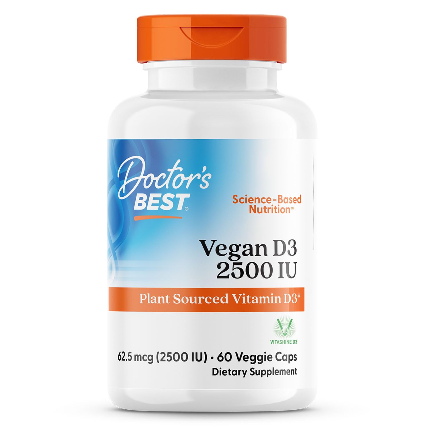 Doctors Best Vegan Vitamin D3 2500 IU Veg Caps - Vegan Vitamin D Supplement for Men & Women, Helps Support Calcium Absorption, Heart Health & Immune Support, 62.5 mcg per Serving - 60 Veggie Capsules