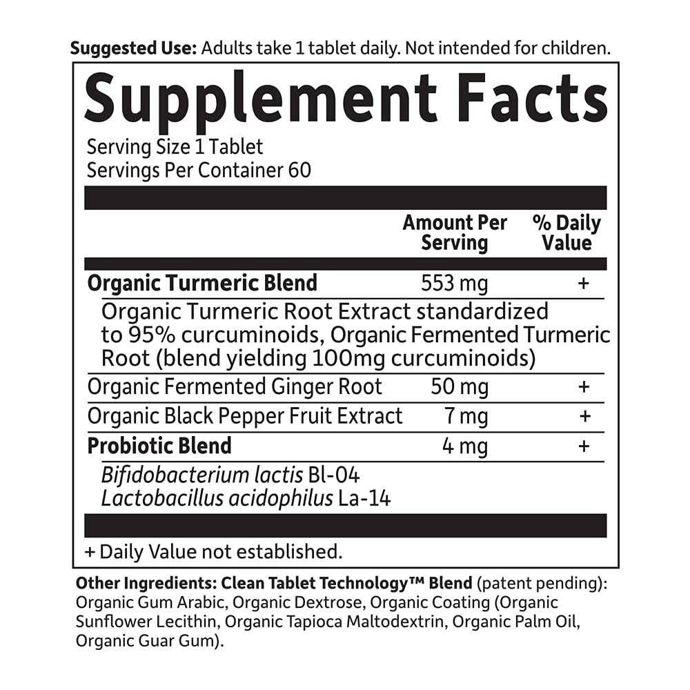 Garden of Life Organics Extra Strength Turmeric Inflammatory Response 60 Tablets-100mg Curcumin (95% Curcuminoids) Black Pepper, Probiotics, Organic Non-GMO Vegan Gluten Free Herbal Supplement