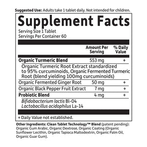 Garden of Life Organics Extra Strength Turmeric Inflammatory Response 60 Tablets-100mg Curcumin (95% Curcuminoids) Black Pepper, Probiotics, Organic Non-GMO Vegan Gluten Free Herbal Supplement