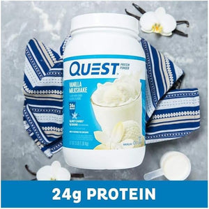 Quest Vanilla Milkshake Protein Powder Bundle, 24g Protein, 1g Sugar, 3 & 1.6 Pound, Low Carb, Gluten Free, 43 & 23 Servings