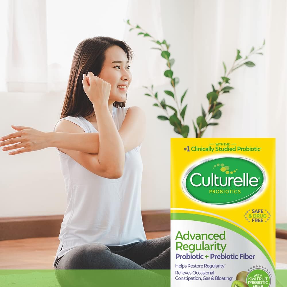 Culturelle Advanced Regularity Daily Probiotic for Women & Men, 30 Count, Probiotic + Prebiotic Fiber Restores Regularity & Reduces Occasional Constipation, Gas & Bloating, Gluten & Soy Free, Non-GMO