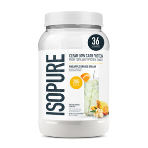 Isopure Clear Whey Isolate Protein Powder, Lactose Free, Gluten Free, Naturally Flavored, Pineapple Orange Banana, 20g Protein Per Serving, 1.9 Lb, 36 Servings (Packaging May Vary)
