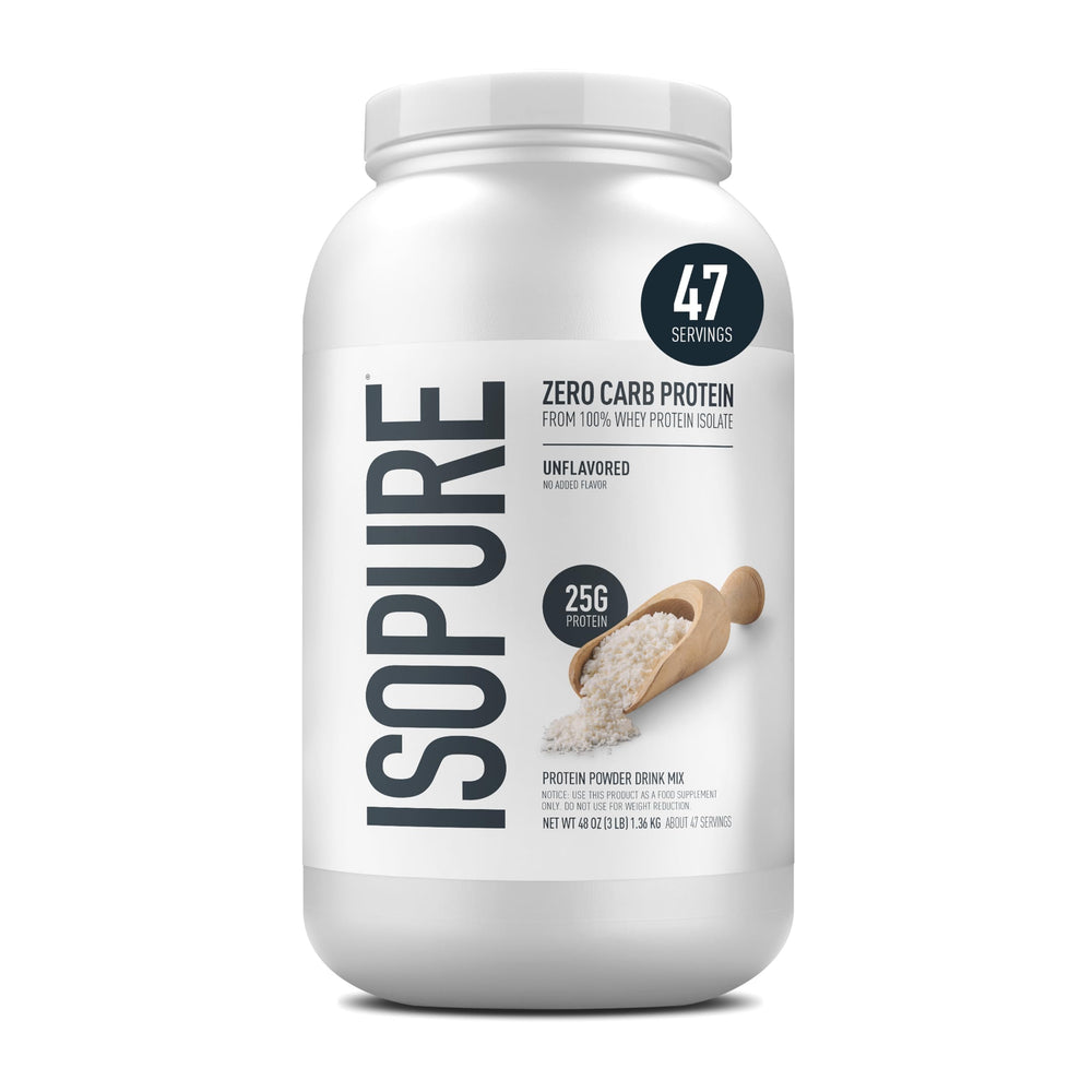 Isopure Zero Carb 100% Pure Whey Isolate Protein Powder, Lactose-Free, Gluten-Free, with Vitamins, Unflavored, 25g Protein Per Serving, 4.5 Lbs, 70 Servings (Packaging May Vary)