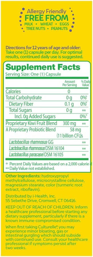 Culturelle Advanced Regularity Daily Probiotic for Women & Men, 30 Count, Probiotic + Prebiotic Fiber Restores Regularity & Reduces Occasional Constipation, Gas & Bloating, Gluten & Soy Free, Non-GMO