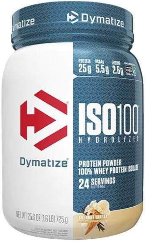 Dymatize ISO 100 Whey Protein Powder with 25g of Hydrolyzed 100% Whey Isolate, Gluten Free, Fast Digesting, Birthday Cake, 1.6 Pound