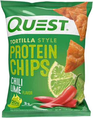 Quest Chili Lime & Atkins Chipotle BBQ Protein Chips Bundle, 20g & 13g Protein Per Serving, 12 Count Each
