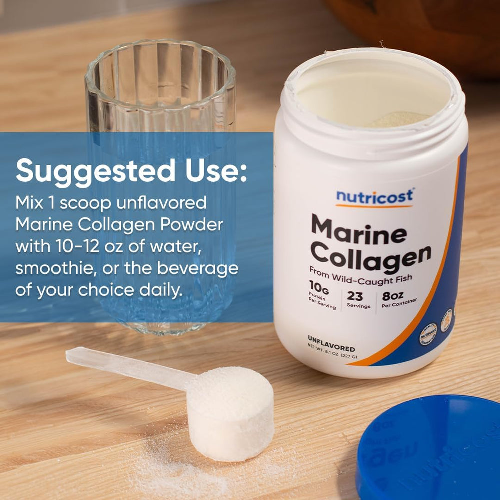 Nutricost Marine Collagen Peptides 8oz from Wild Caught Alaskan Fish, Premium, Hydrolyzed Collagen Powder