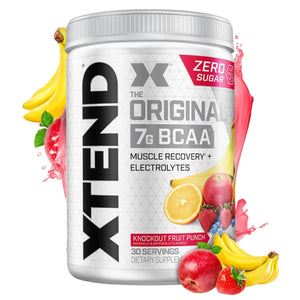 Xtend Original BCAA Powder Airheads Candy Flavor, 7g BCAA and 2.5g L-Glutamine, Sugar Free Post Workout Muscle Recovery Drink with Amino Acids for Men & Women, 30 Servings