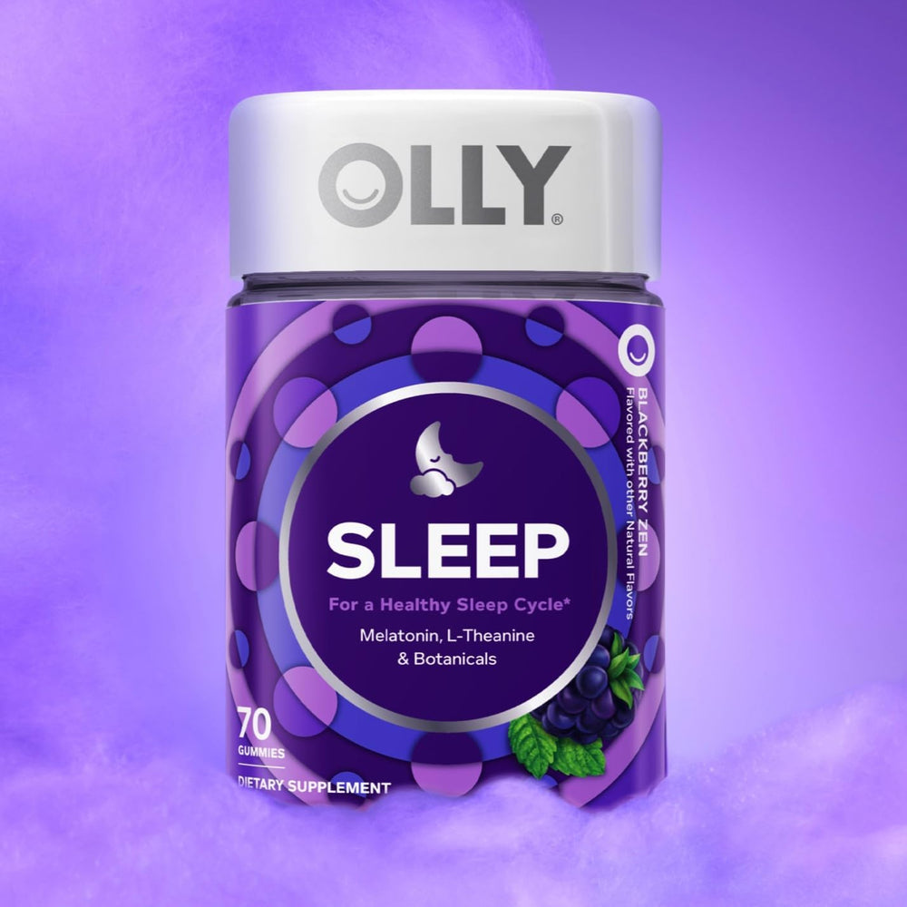 OLLY Sleep Gummy, 3mg Melatonin, L-Theanine, Chamomile, Lemon Balm, Sleep Aid, BlackBerry, 90 Count