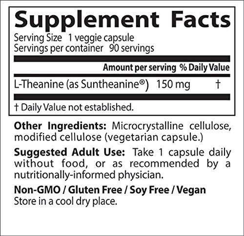 Doctor's Best L-Theanine Contains Suntheanine, Helps Reduce Stress & Sleep, Non-GMO, Gluten Free, Vegan, 150 mg (DRB-00197), 90 Count