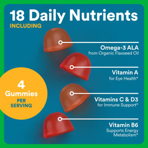 SmartyPants Multivitamin for Men, Organic Gummies: Methylfolate, Omega 3 (ALA), Vitamin D3, C, Vitamin B12, B6, A, K & Zinc for Immune Support, Biotin, Vegetarian, 120 Gummies (30 Day Supply)