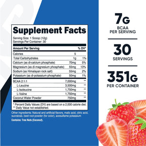 Nutricost BCAA + Hydration Powder (Strawberry, 30 Servings) - Branched Chain Amino Acids with Hydration Complex, Gluten Free, Non-GMO, Vegetarian