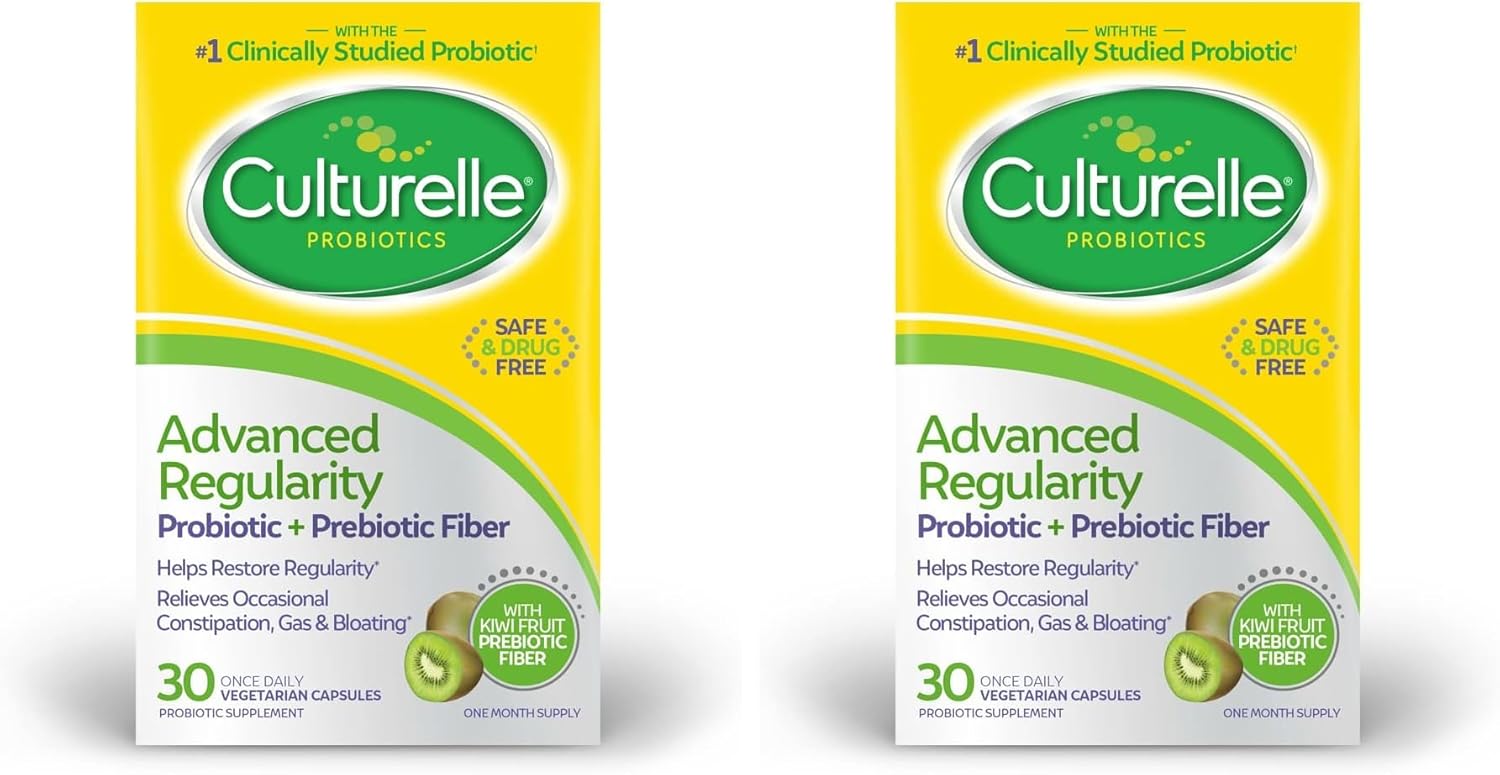 Culturelle Advanced Regularity Daily Probiotic for Women & Men, 30 Count, Probiotic + Prebiotic Fiber Restores Regularity & Reduces Occasional Constipation, Gas & Bloating, Gluten & Soy Free, Non-GMO