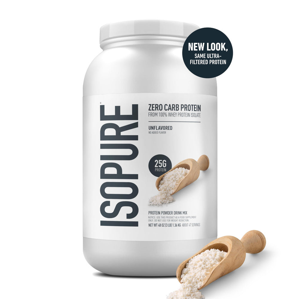 Isopure Zero Carb 100% Pure Whey Isolate Protein Powder, Lactose-Free, Gluten-Free, with Vitamins, Unflavored, 25g Protein Per Serving, 4.5 Lbs, 70 Servings (Packaging May Vary)